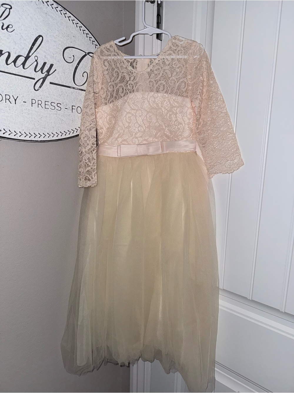 Girls' Lace & Tulle Party Dress - Blush Pink